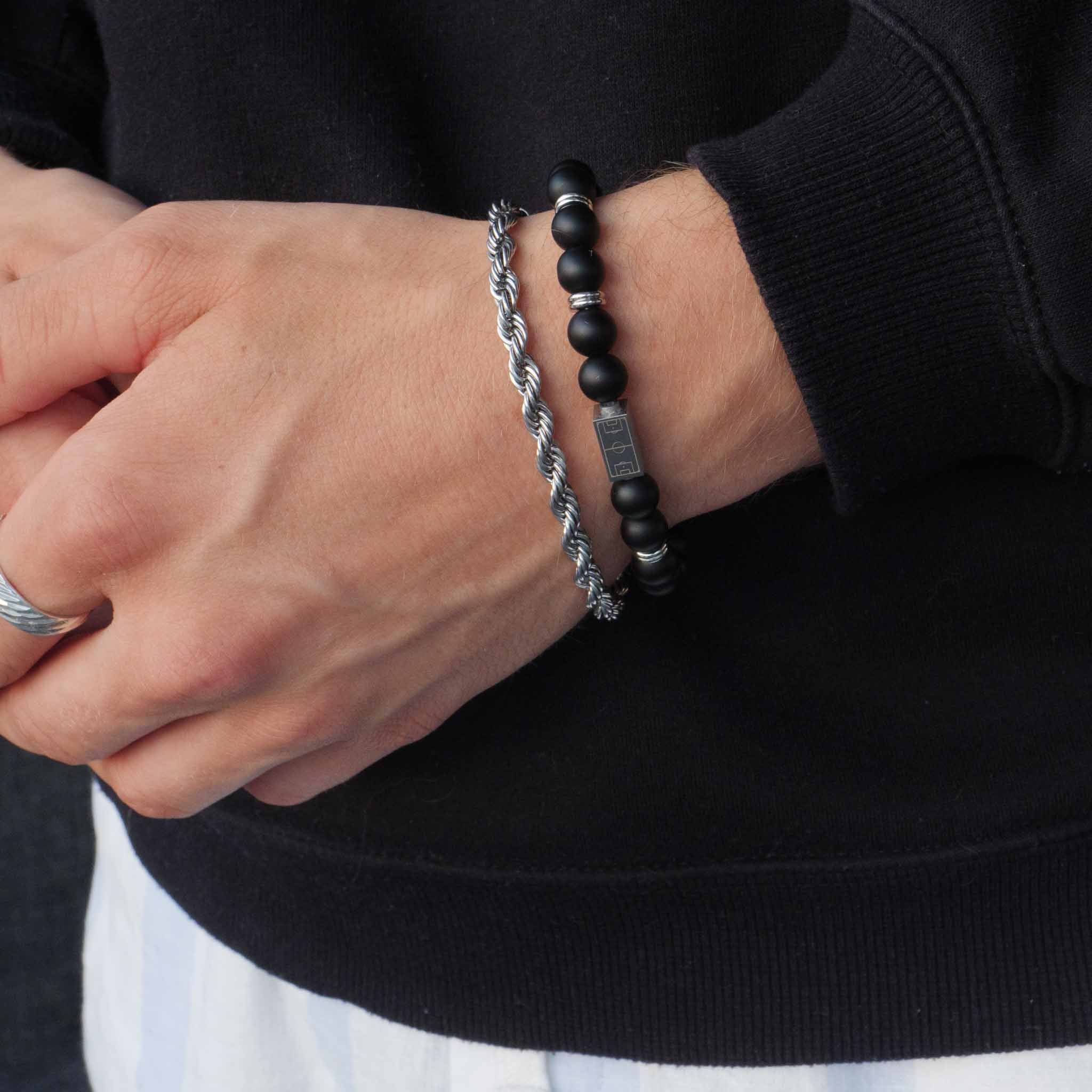 MATTE BLACK BRACELET (SILVER)